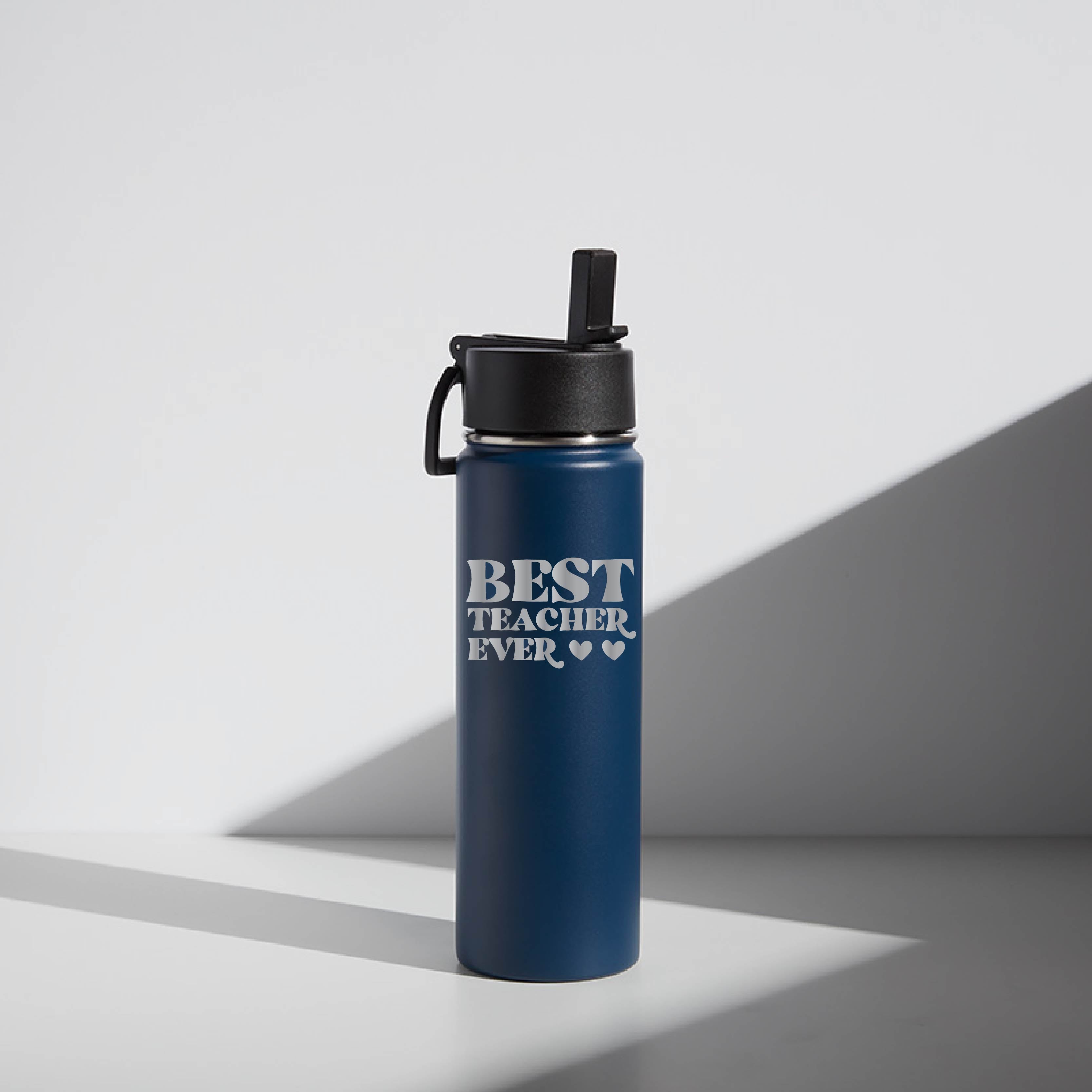 Navy 22 oz Customizable "Best Teach Ever" Water Bottle- Teacher gift