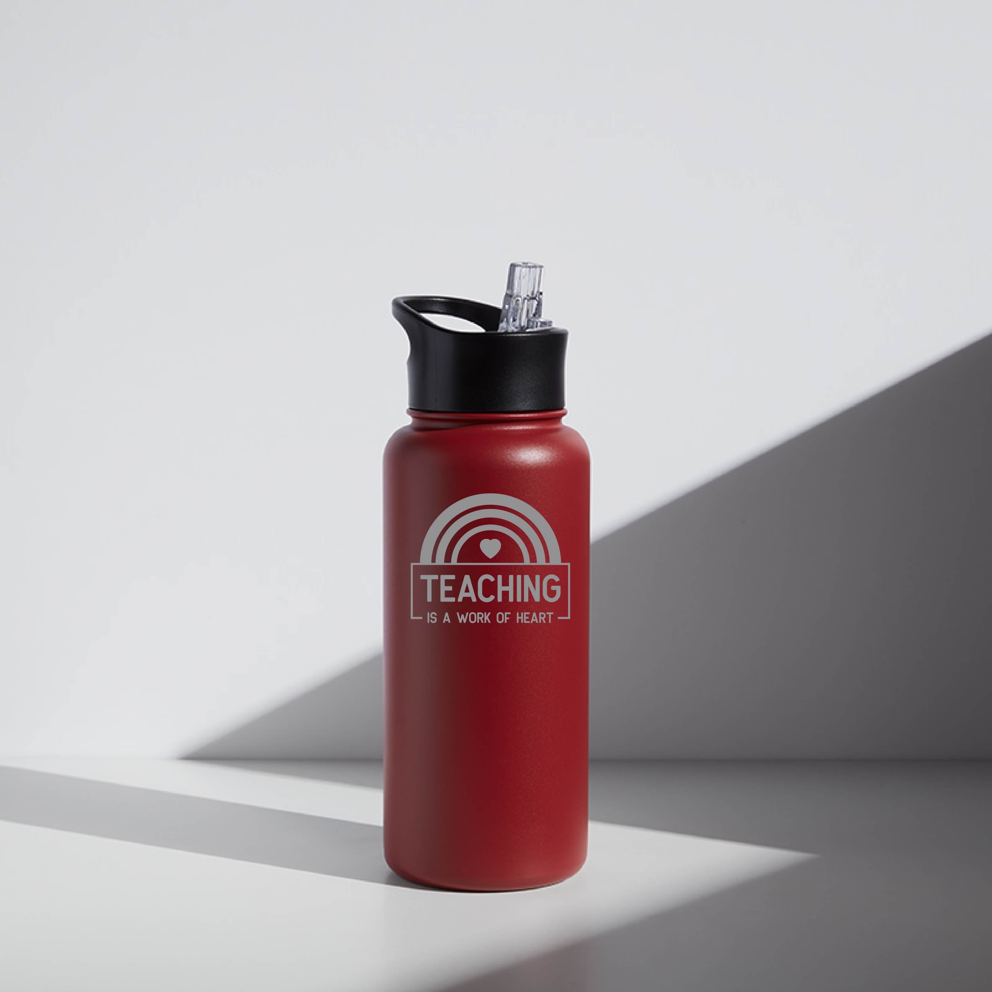 Marron 32 oz Customizable "Teaching is a work of heart" Water Bottle- Teacher gift