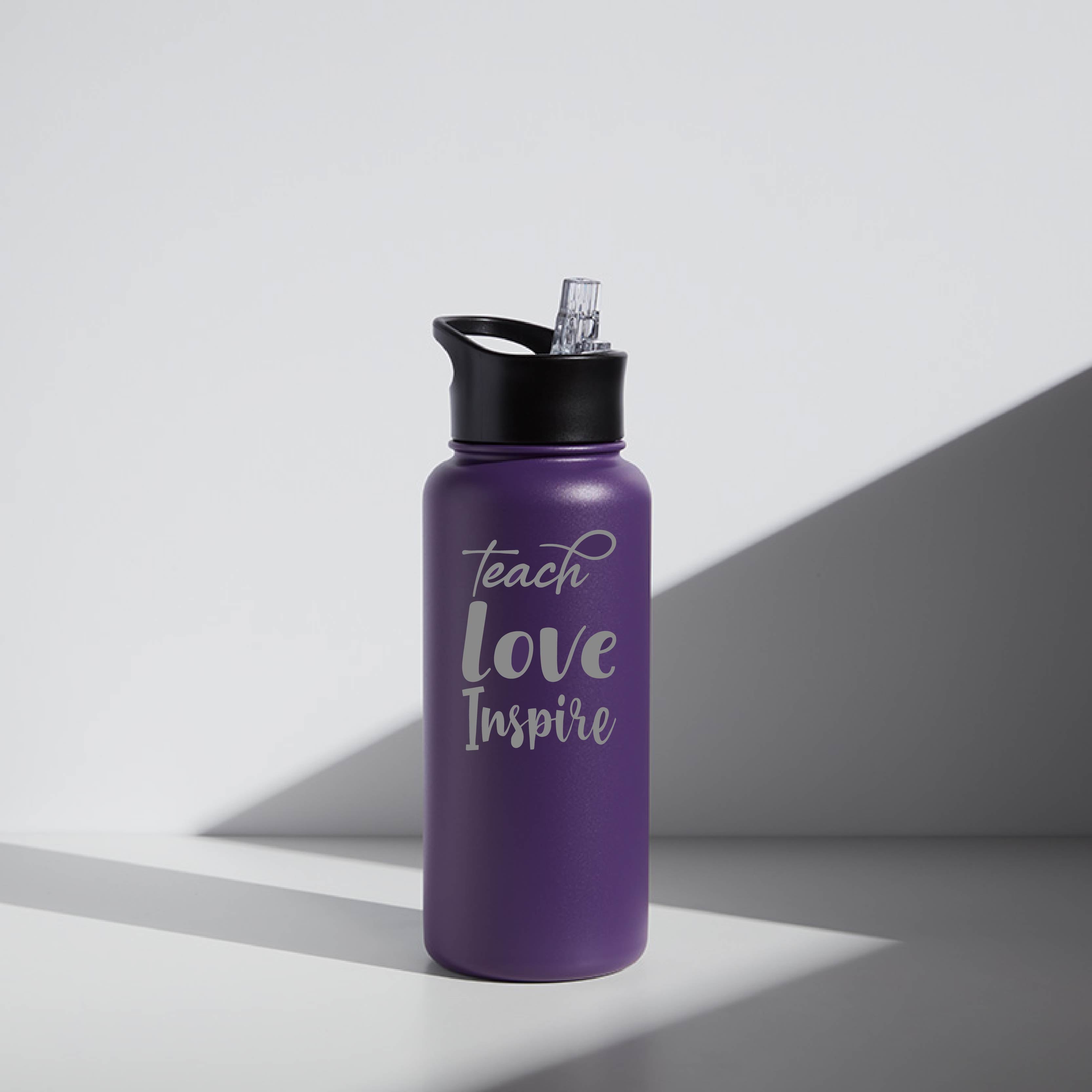 Purple 32oz Customizable "Teach Love Inspire" Water Bottle- Teacher gift