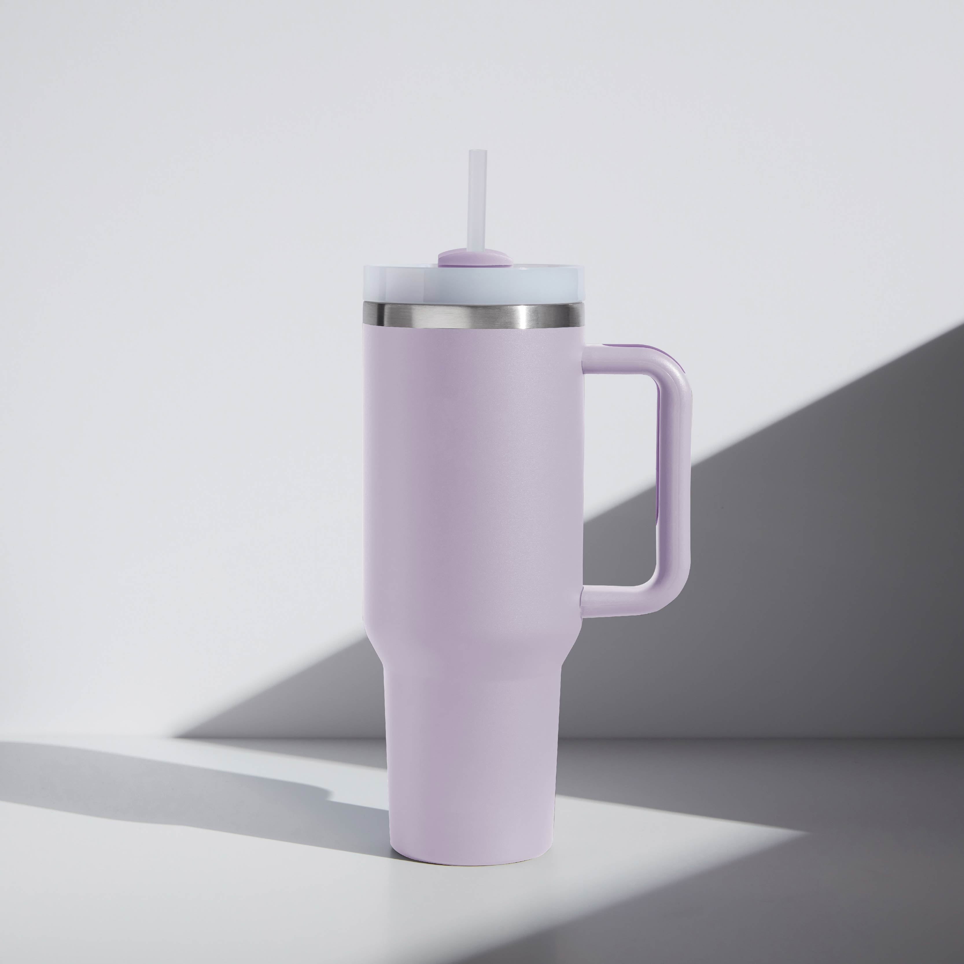 40oz. Lavender Tumbler with handle and built-in straw